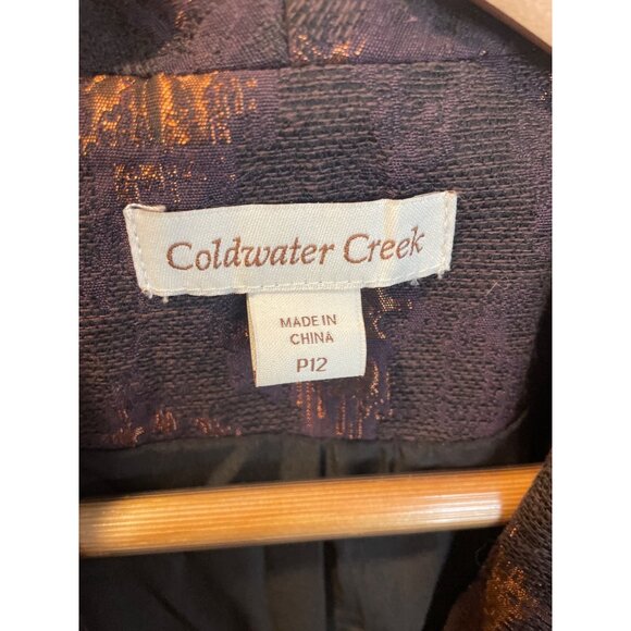Coldwater Creek Womens Brown Gold Metallic Textured Blazer Skirt Suit Set Sz 12P - Picture 5 of 14
